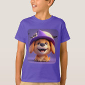 Hond verkleed als heks Pet T-shirt (Voorkant)