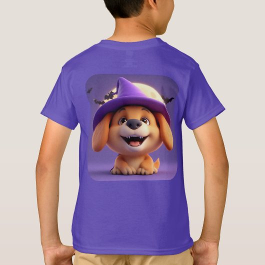 Hond verkleed als heks Pet T-shirt (Achterkant)