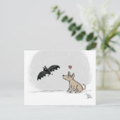 Hond Verliefd Op Een Vleermuis briefkaart (Staand voorkant)
