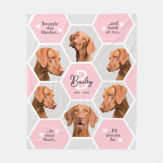 Hond Verlies Gift, Custom 6 Fotocollage Pet Memori Fleece Deken (Voorkant)