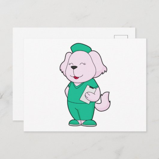 Hond Verpleegster Briefkaart (Voorkant / Achterkant)