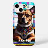 Hond versierd met kleurrijke halsband Case-Mate iPhone case (Achterkant)