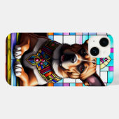 Hond versierd met kleurrijke halsband Case-Mate iPhone case (Achterkant (horizontaal))
