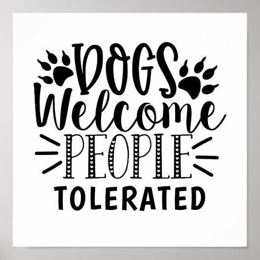 Hond verwelkomt mensen getolereerd typografie hond poster (Voorkant)