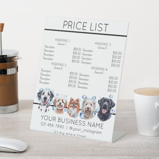 Hond verzorgen badende schattige honden service pr reclamebord met voetstuk (Insitu)