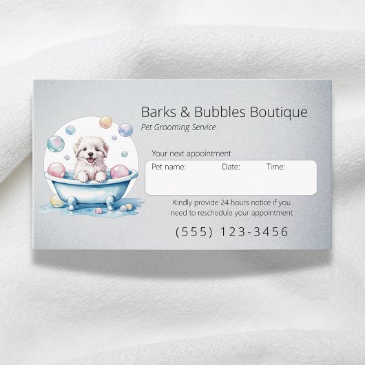 Hond verzorging en huisdier zorg professional afsprakenkaartje