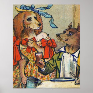 Hond Victoriaanse Eetjurk Hondje Poster