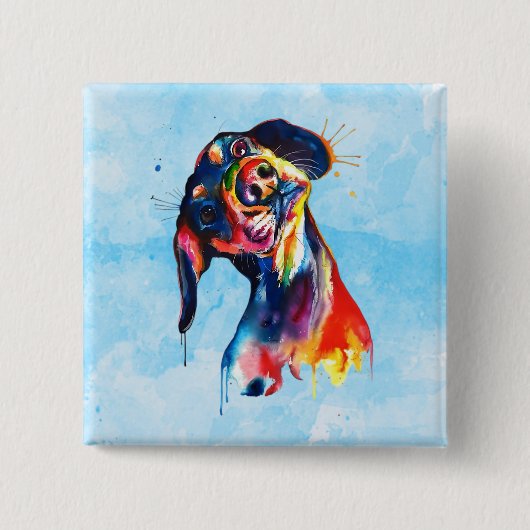 Hond Vierkante Button 5,1 Cm (Voorkant)