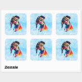 Hond Vierkante Sticker (Vel)