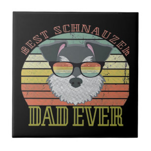 Hond Vintage Beste Schnauzer Vader ooit Tshirt vad Tegeltje