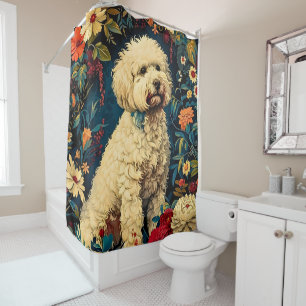 Hond Vintage Patroon Bos Bloem Tuin Douchegordijn