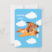 Hond vliegend vliegtuig, grappige kinderverjaardag bedankkaart (Voorkant)
