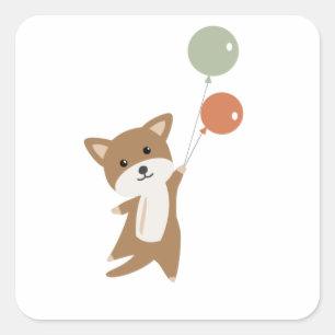 Hond vliegt omhoog met ballonnen Funny Animal Vierkante Sticker