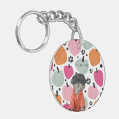 Hond Voeg je eigen moderne pompoen acryl Sleutelha Sleutelhanger (Voorkant Links)