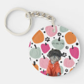 Hond Voeg je eigen moderne pompoen acryl Sleutelha Sleutelhanger (Voorkant)