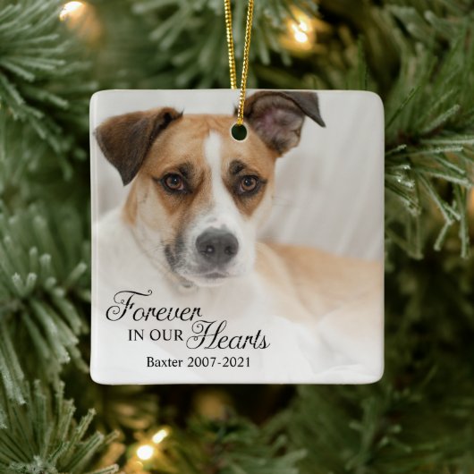 Hond voor altijd in ons hart Foto Keramisch Ornament (Boom)