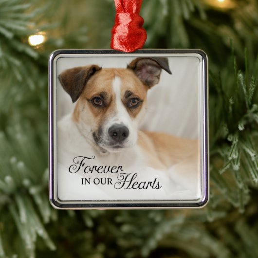 Hond voor altijd in onze harten foto metalen ornament (Boom)