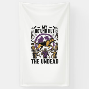 Hond voor jager op zombies Halloween Vintage gravu Spandoek