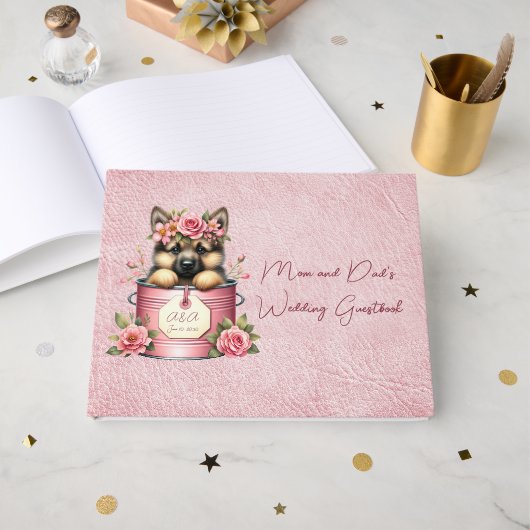 Hond Vrienden Mama en papa's bruiloft Gastenboek (Voorkant open)