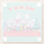 Hond Vrolijk Kerstmis Witte Herder Vakantie GSD Pl Glazen Onderzetter (Achterkant)