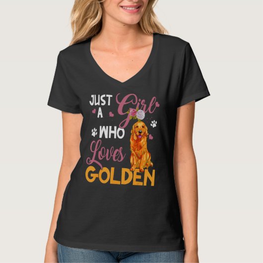 Hond Vrouw Gewoon Meisje Die Van Golden Retrieve T-shirt (Voorkant)