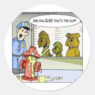 Hond Vs Brandkraan Politie Grappige Cadeaus & T-sh Ronde Sticker