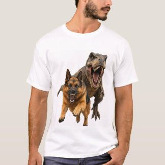 Hond vs Dinosaur Epische Strijd T-Shirt
