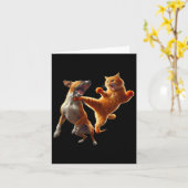 Hond vs Kat Kick Boksen Vechten Grappige Kat Joke  Kaart (Gele Bloem)