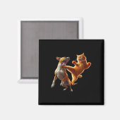 Hond vs Kat Kick Boksen Vechten Grappige Kat Joke Magneet (Voorkant / Achterkant)
