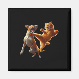 Hond vs Kat Kick Boksen Vechten Grappige Kat Joke  Magneet