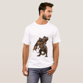 Hond vs T-Rex Epische Strijd T-Shirt (Voorkant volledig)