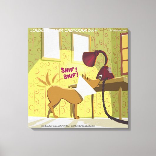 Hond W/E-Halsband Snuffelende Lamp Grappige Canvas Afdruk (Voorkant)