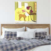 Hond W/E-Halsband Snuffelende Lamp Grappige Canvas Afdruk (Insitu (Slaapkamer))