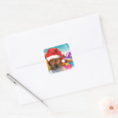 Hond wacht op Kerstmis Vierkante Sticker (Envelop)