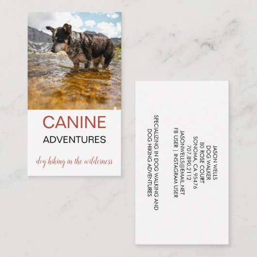 Hond Walker Avontuur Wandelingen & Wandelingen Visitekaartje (Voorkant / Achterkant)