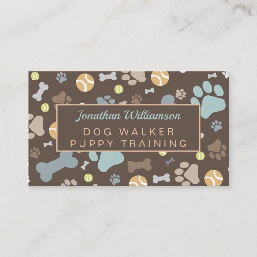 Hond Walker Brown Paw Print Visitekaartje (Voorkant)