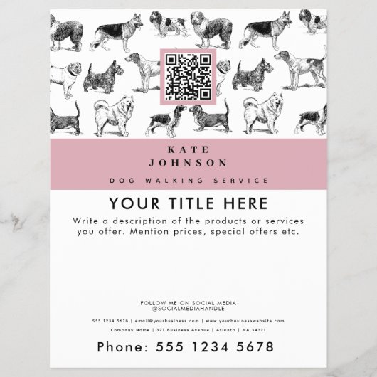 Hond Walker Grooming Hond Trainer Groomer Business Flyer (Voorkant)