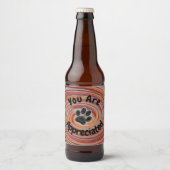 Hond Walker Groovy Paw Print Kleurrijke Pet Sitter Bier Etiket (Voorkant)