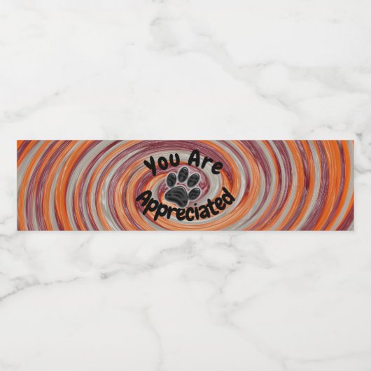 Hond Walker Groovy Paw Print Kleurrijke Pet Sitter Waterfles Etiket (Enkel label)