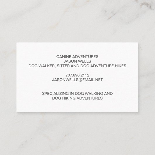 Hond Walker Hond wandelingen en huisdier zorg Visitekaartje (Achterkant)