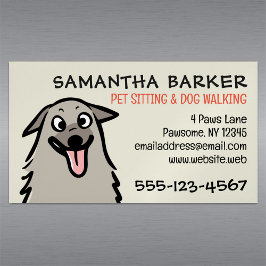 hond walker huisdier sitter grappige pluizige hond magnetisch visitekaartje