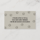 hond walker huisdier sitter grappige pluizige hond visitekaartje (Achterkant)