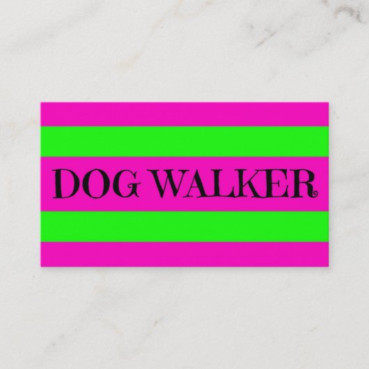 Hond Walker Neon Groen en Hot Pink Visitekaartje (Voorkant)