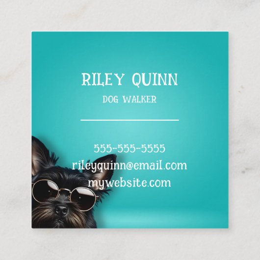 Hond Walker Paw Print Rand Vierkante Visitekaartje (Achterkant)