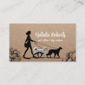 Hond Walker Pet Sitter Meisje & Honden Rustieke Kr Visitekaartje (Voorkant)