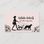 Hond Walker Pet Sitter Meisje Walking Honden Blush Visitekaartje (Voorkant)