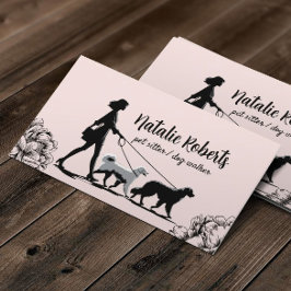 Hond Walker Pet Sitter Meisje Walking Honden Blush Visitekaartje