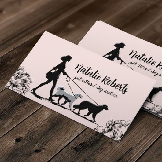 Hond Walker Pet Sitter Meisje Walking Honden Blush Visitekaartje