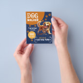 Hond Walker Pet Sitting Happy Dog Navy Blue Flyer (Hand)