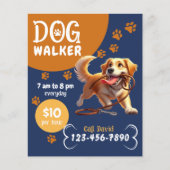 Hond Walker Pet Sitting Happy Dog Navy Blue Flyer (Voorkant)